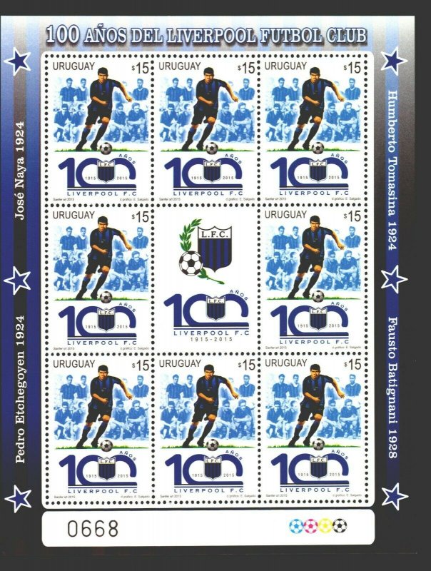 SOCCER URUGUAY FOOTBOLLER LEGENDS & clubs MNH sheetlet collection lot cv$130 