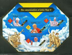 SOLOMON ISLANDS 2014 CANONIZATION OF POPE JOHN PAUL II  SHEET   MINT NH