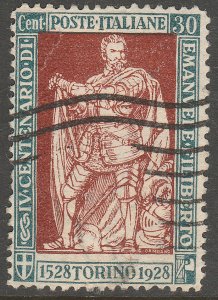 Italy 203b, PHILIBERT ISSUE PERF, 13½ SINGLE, USED. F-VF (107)