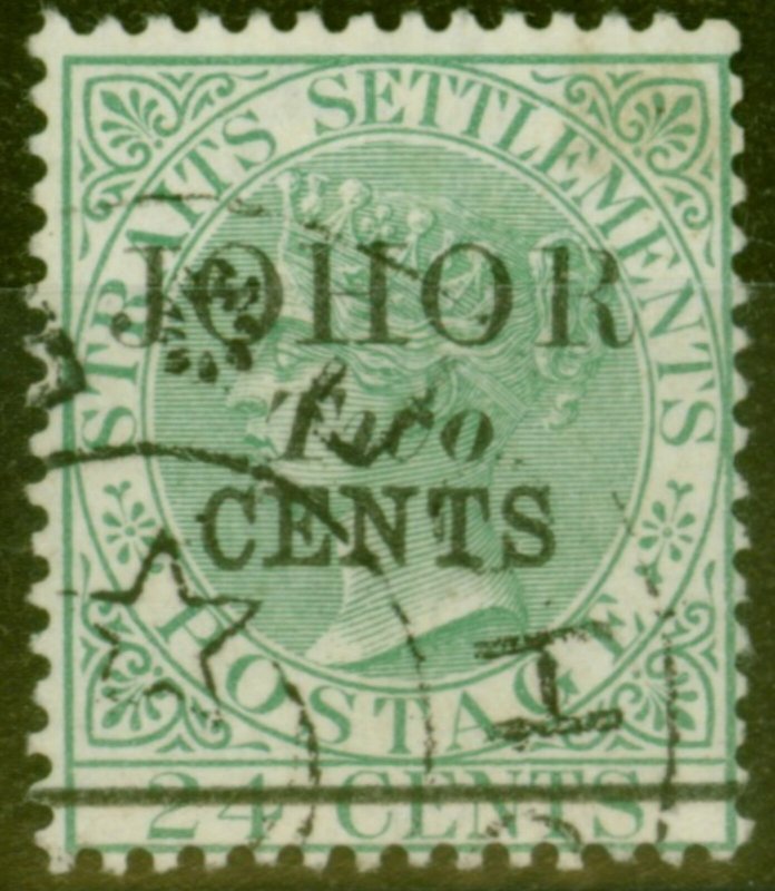 Johore 1891 2c on 24c Green SG18 Type 18 Superb Used 