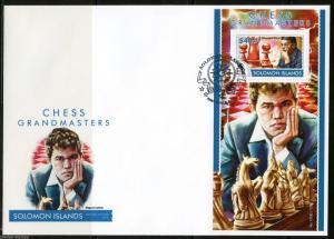 SOLOMON ISLANDS  2015  CHESSMASTERS ANAND & MAGNUS  CARLSEN   S/S  FDC