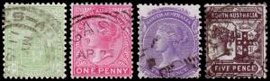 South Australia Scott 132-134, 136 (1904) Used F-VF, CV $7.00 M