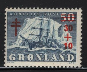 Greenland 1958 30o +10o Anti-Tuberculosis Overprint Sc# B1 NH 