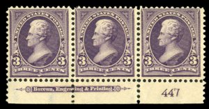 United States, 1894-95 #268 Cat$150, 1895 3c purple, horizontal plate number ...