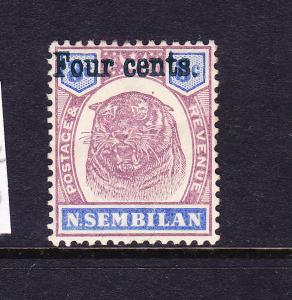 NEGRI SEMBILAN  1898-00  4c on 8c  TIGER  MH BLACK OVPT  SG 20    