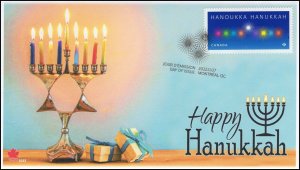 CA22-055, 2022, Hanukkah, First Day of Issue, Pictorial Postmark, Montreal QC