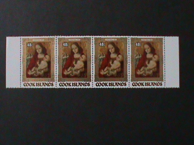 ​COOK ISLANDS-1984-SC#839 CHRISTMAS PAINTINGS-VIRGIN & THE CHILD-MNH STRIP-VF