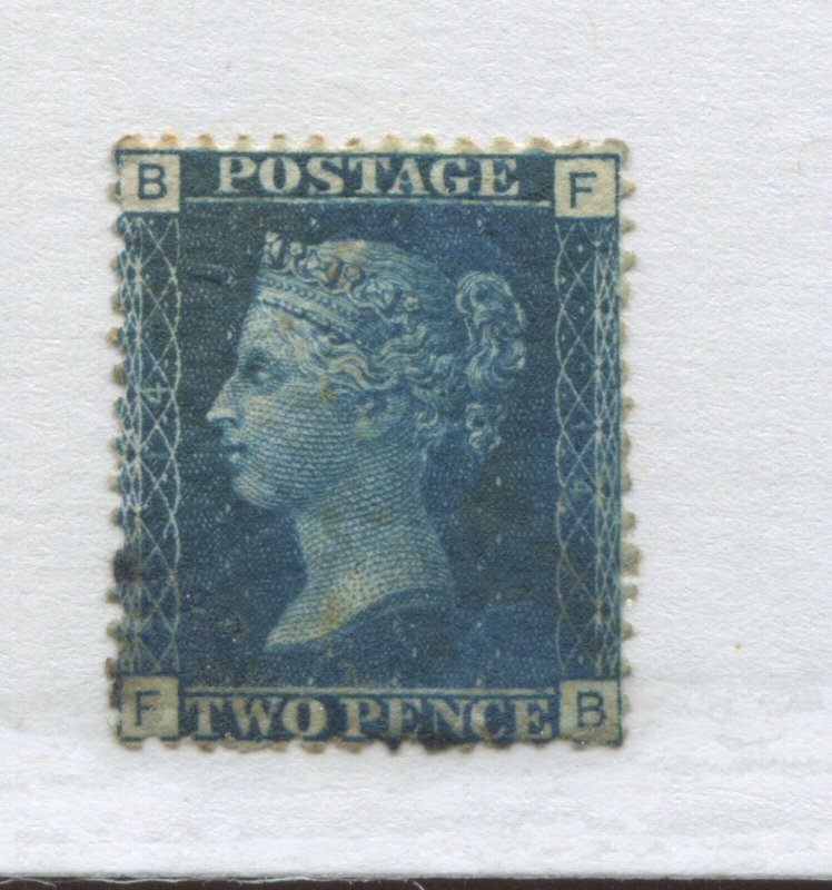 1858 2d Blue Plate 14 FB used