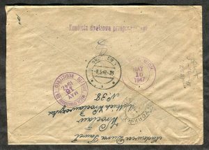 p135 - POLAND 1947 Registered Cover to USA. CURRENCY CONTROL, Customs Censored