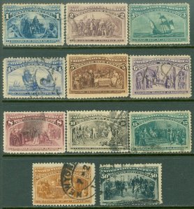 EDW1949SELL : USA 1893 Sc #230-40 F-VF Used Light cancels Minor faults. Cat $442