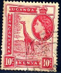 Giraffe, Kenya, Uganda & Tanzania stamp SC#104 used