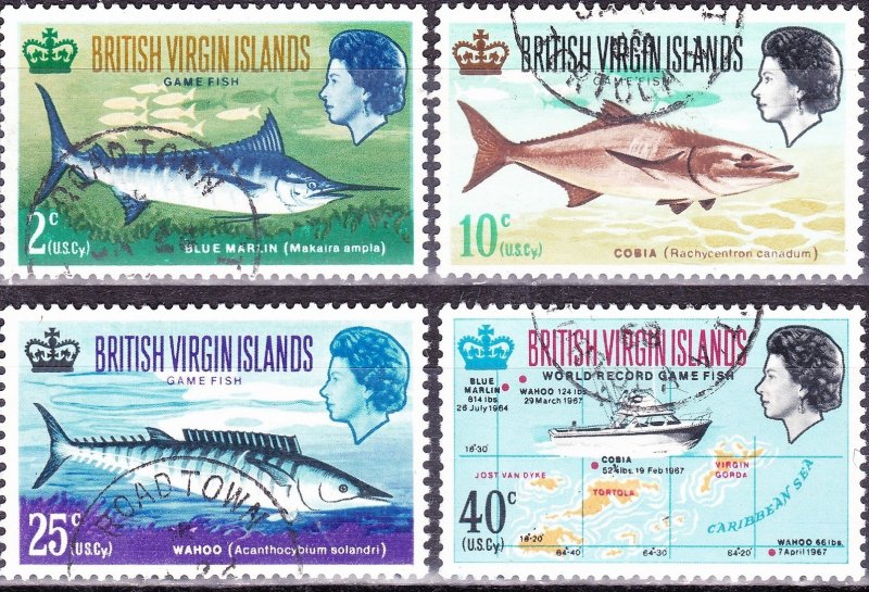 BRITISH VIRGIN ISLANDS 1968 QEII Game Fishing Set SG220-223 FU