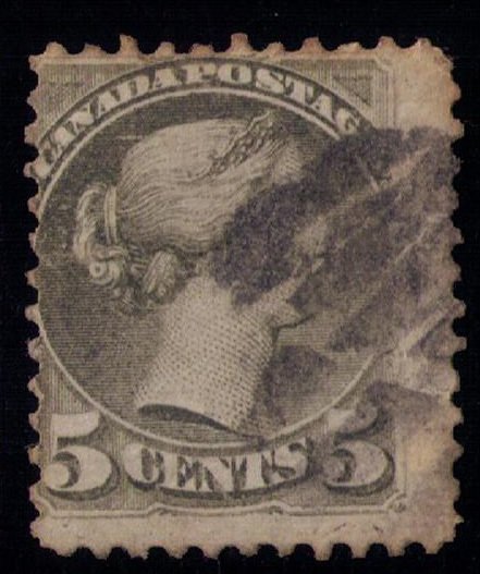 CANADA Sc #42 Used  QV 5c Gray Fine