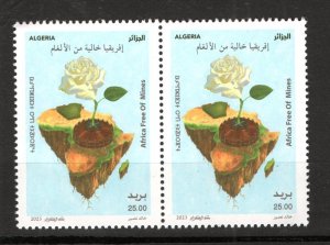 2023 - Algeria - Africa Free of Mines- Flower- Rose - Map - Pair - Set 1v.MNH**