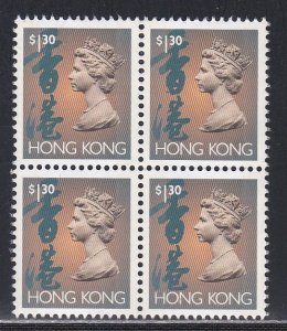 Hong Kong # 637, Queen Elizabeth Definitive, Unused Block of 4, no gum