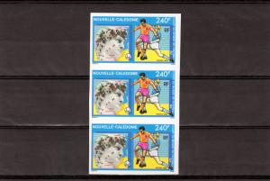 New Caledonia 1990 Sc#637 World Cup Italy '90 Strip of 3 Imperforated