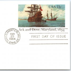 US POSTAL CARD STATIONERY FIRST DAY OF ISSUE ARK AND DOVE PIONEER SHIPS 1984