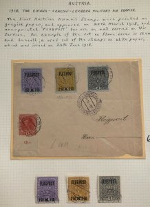 1918 Vienna Austria Early Airmail Cover Address Been Cut Sc # C1-C3 Extra Stamps