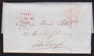 GB SCOTLAND 1843 Entire - Aberdeen Paid and handstruck 1 in red............A4979