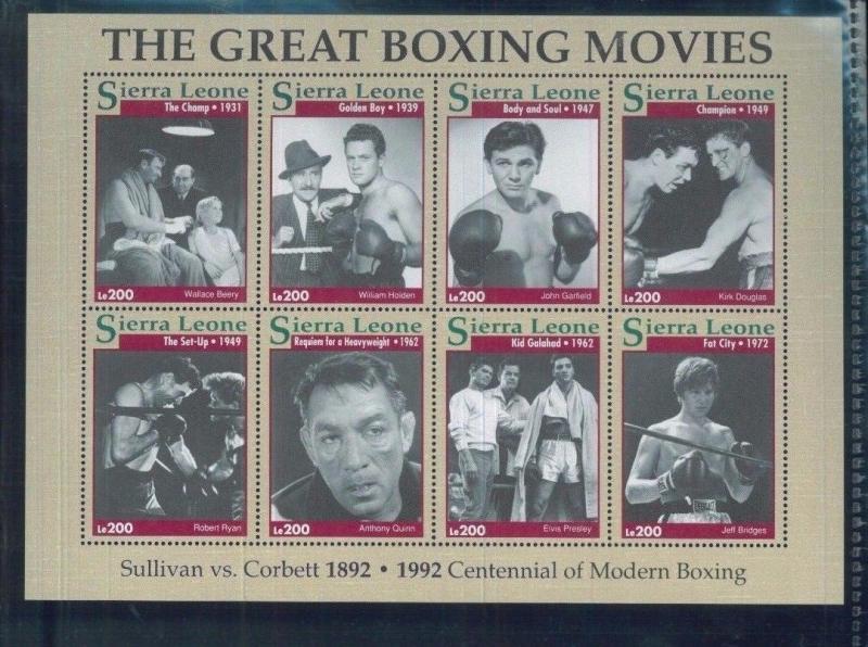 THE GREAT BOXING MOVIES Sheet of 8 #1610 MNH - Sierra Leone E27