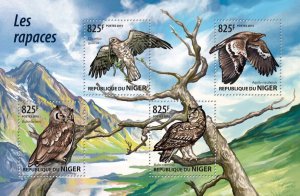 Birds of Prey on Stamps Niger 2015 MNH Eagles Owls Steppe Eagle Eagle-Owl 4v M/S