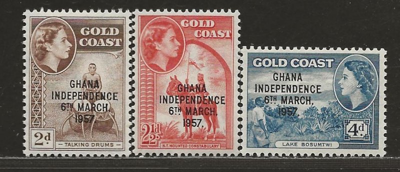 GHANA SC# 25-27    FVF/MNH