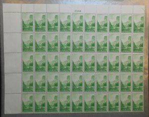 1934 National Parks 1c green Yosemite Sc 740 full sheet of 50 premium MNH (9T