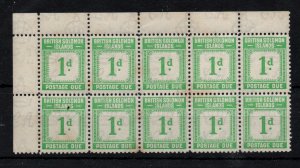 British Solomon Islands 1940 1d Postage Due block D1 MNH (tone spots) WS43548
