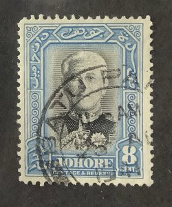 Malaya Johore 1940 Scott 127 used - 8c, Sultan Ibrahim