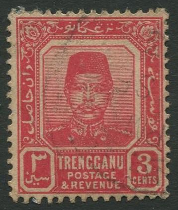 Malaya-Trengganu -Scott 3 - Sultan Zenalabidin - 1910- Used - Single 3c Stamp