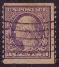 US Sc 456 (1916) 3c Washington Used Perf.10 Vertically F-VF CV $180