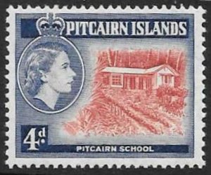 PITCAIRN ISLANDS SG23 4d 1957 SCARLET AND DEEP ULTRAMARINE MNH