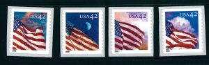 US Scott # 4244 - 4247 42c Flags 2008 Perf 11 MNH coil Set of 4 Singles MNH