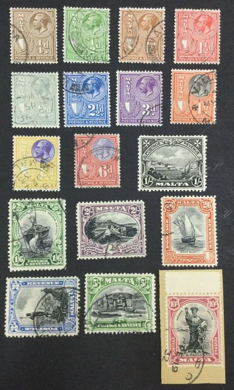 MOMEN: MALTA SG #193-209 1930 USED £450 LOT #62397 