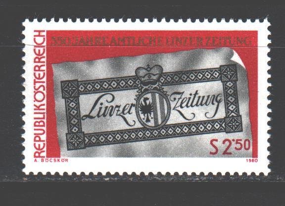 Austria. 1980. 1657. Press Gaeta Linze Zeitung. MNH.