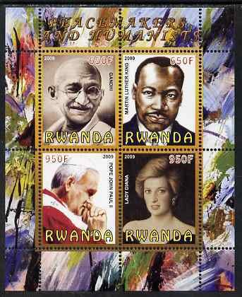 RWANDA - 2009 - Peacemakers & Humanists #1 - Perf 4v Sheet - MNH -Private Issue