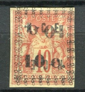 NEW CALEDONIA; 1891 SCARCE classic DOUBLE OPTD. issue Mint hinged 10/40c.