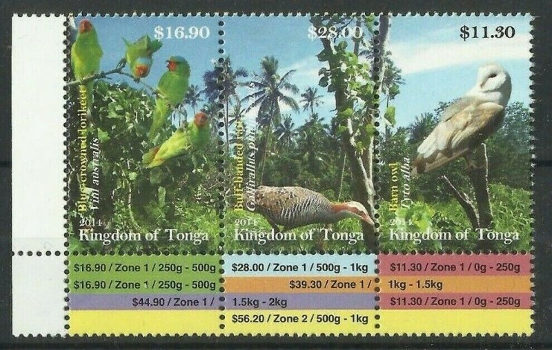 2014	Tonga	birds of prey nature set 3v MNH	325