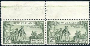 NEW ZEALAND-1936-42 2/- Olive Green CAPTAIN COOK VARIETY UMM Sg 589da