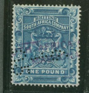 British South Africa - see Rhodesia (1890-1923) #16 Used Single (Perfin)