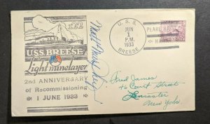 1933 USS Breese Navy Cover to Lancaster New York Pearl Harbor Hawaii Cancel