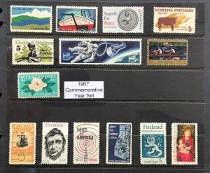Scott 1323 - 1337, 1967 Commemorative Year Set, 15 MNH Stamps