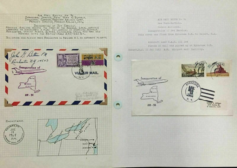 USA 1960s Air Mail Route 94 First Flight Covers Incl.Signed x 13 (W3355