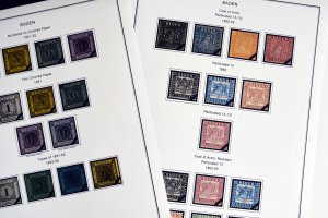 COLOR PRINTED GERMANY STATES 1849-1923 STAMP ALBUM PAGES (66 illustrated pages)