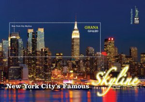 GHANA - 2016 - NEW YORK SKYLINE PANORAMA NIGHT STAMP SOUVENIR SHEET  MNH