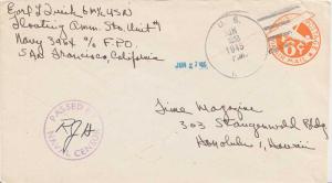 United States Fleet Post Office 6c Monoplane Air Envelope 1945 U.S. Navy, Nav...