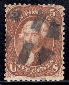 US Stamp #75 RED Brown 5c Jefferson USED SCV $425