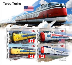 SIERRA LEONE - 2023 - Turbo Trains - Perf 4v Sheet - Mint Never Hinged