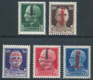 Italian Social Republic #1-5 NH Victor Emmanuel III Issues Ovptd.