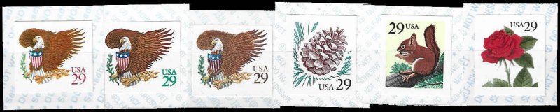 PCBstamps   US #2489-2491v,2595-2597 Sgls $1.56(6x29c)Squirrel, Pine, Rose, E...